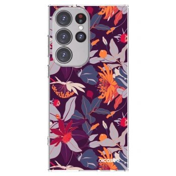 Picasee husă transparentă din silicon pentru Samsung Galaxy S23 Ultra 5G - Purple Leaf