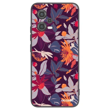 Picasee husă neagră din silicon pentru Xiaomi Poco X5 - Purple Leaf
