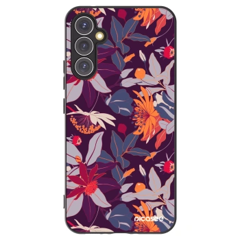Picasee husă neagră din silicon pentru Samsung Galaxy A34 5G A346B - Purple Leaf