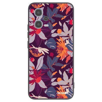 Picasee husă neagră din silicon pentru Xiaomi Redmi Note 12 5G - Purple Leaf