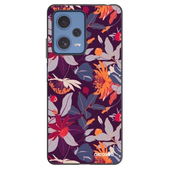 Picasee husă neagră din silicon pentru Xiaomi Redmi Note 12 Pro 5G - Purple Leaf