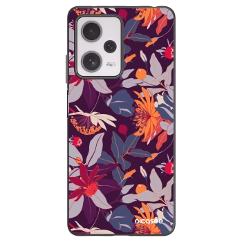 Picasee husă neagră din silicon pentru Xiaomi Redmi Note 12 Pro+ 5G - Purple Leaf