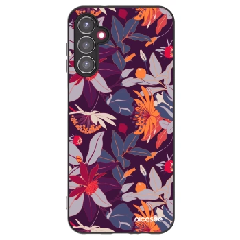 Picasee husă neagră din silicon pentru Samsung Galaxy A14 5G A146P - Purple Leaf