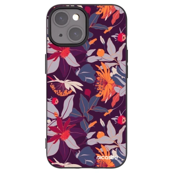 Picasee husă neagră din silicon pentru Apple iPhone 15 - Purple Leaf