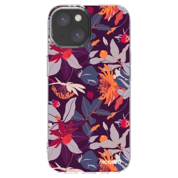 Picasee husă transparentă din silicon pentru Apple iPhone 15 - Purple Leaf