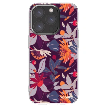 Picasee husă transparentă din silicon pentru Apple iPhone 15 Pro - Purple Leaf