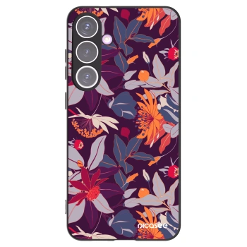 Picasee husă neagră din silicon pentru Samsung Galaxy S24+ S926B 5G - Purple Leaf