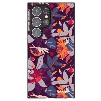 Picasee husă neagră din silicon pentru Samsung Galaxy S24 Ultra S928B 5G - Purple Leaf