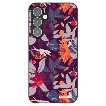 Picasee husă neagră din silicon pentru Samsung Galaxy S23 FE S711B - Purple Leaf