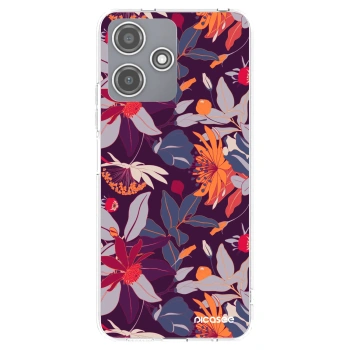 Picasee husă transparentă din silicon pentru Xiaomi Redmi 12 5G - Purple Leaf