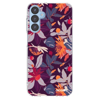 Picasee husă transparentă din silicon pentru Samsung Galaxy A15 A156B 5G - Purple Leaf