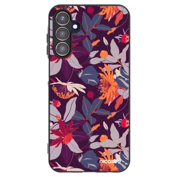 Picasee husă neagră din silicon pentru Samsung Galaxy A15 A155F 4G - Purple Leaf