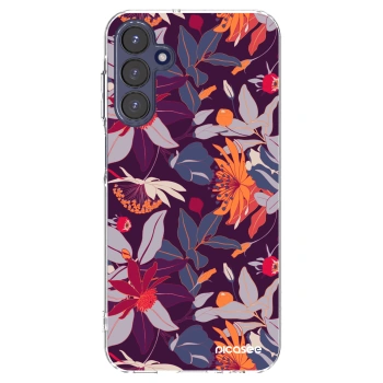 Picasee husă transparentă din silicon pentru Samsung Galaxy A15 A155F 4G - Purple Leaf