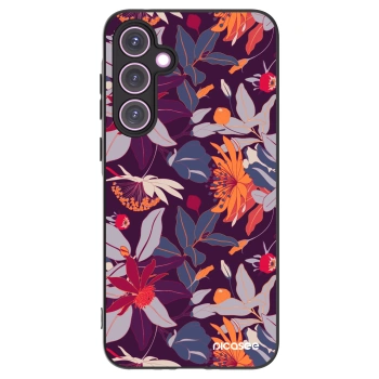 Picasee husă neagră din silicon pentru Samsung Galaxy A35 5G A356B - Purple Leaf