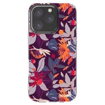 Picasee husă transparentă din silicon pentru Apple iPhone 16 Pro - Purple Leaf