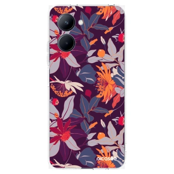 Picasee husă transparentă din silicon pentru Realme C33 (2023) - Purple Leaf