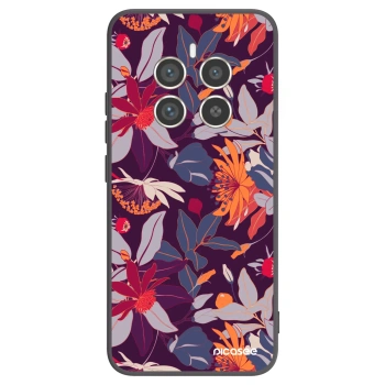 Picasee husă neagră din silicon pentru Realme 12 Pro 5G - Purple Leaf