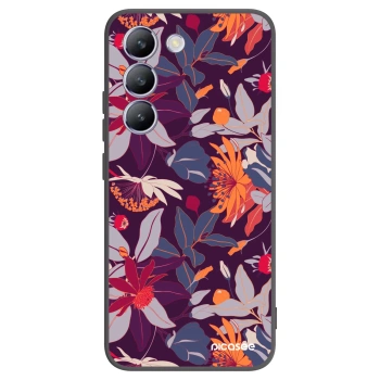 Picasee husă neagră din silicon pentru Vivo V40 SE 5G - Purple Leaf