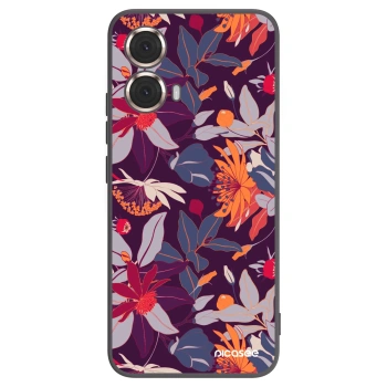 Picasee husă neagră din silicon pentru Motorola Moto G85 - Purple Leaf