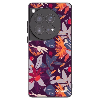 Picasee husă neagră din silicon pentru OnePlus 12 5G - Purple Leaf
