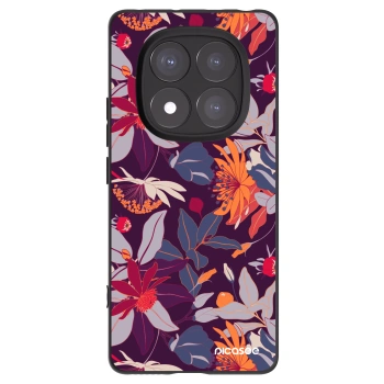 Picasee husă neagră din silicon pentru Xiaomi Redmi Note 14 Pro 5G - Purple Leaf