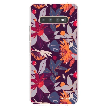 Picasee husă transparentă din silicon pentru Samsung Galaxy S10 Plus G975 - Purple Leaf