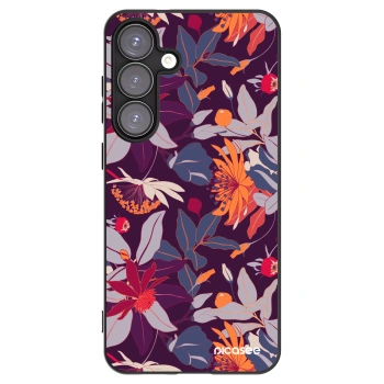 Picasee husă neagră din silicon pentru Samsung Galaxy S25+ 5G - Purple Leaf