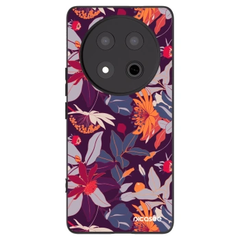 Picasee husă neagră din silicon pentru Honor Magic7 Lite 5G - Purple Leaf