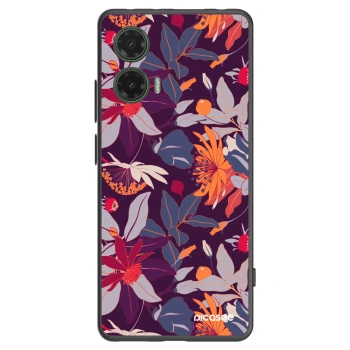 Picasee husă neagră din silicon pentru Motorola Moto G35 5G - Purple Leaf