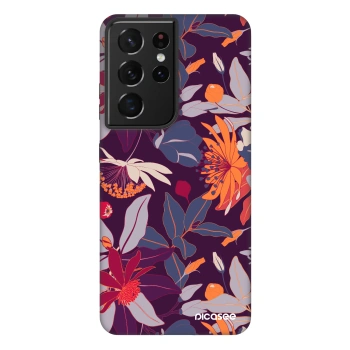 Picasee Fashion Case pentru Samsung Galaxy S21 Ultra 5G G998B - Purple Leaf