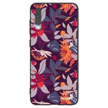 Picasee husă neagră din silicon pentru Samsung Galaxy A70 A705F - Purple Leaf