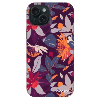 Picasee Fashion Case MagSafe pentru Apple iPhone 15 - Purple Leaf