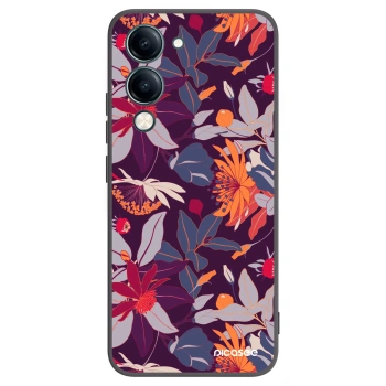Picasee husă neagră din silicon pentru Vivo Y29s 5G - Purple Leaf