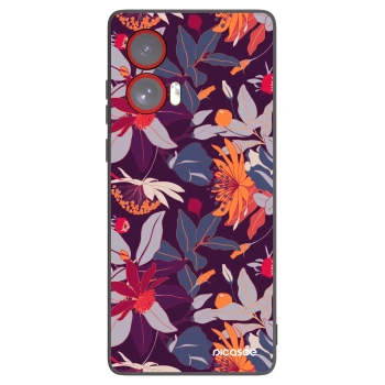 Picasee husă neagră din silicon pentru Motorola Edge 50 Fusion - Purple Leaf