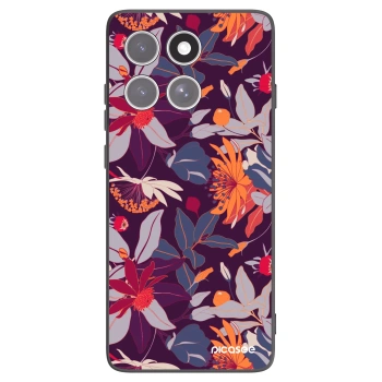 Picasee husă neagră din silicon pentru Motorola Edge 60 Fusion - Purple Leaf