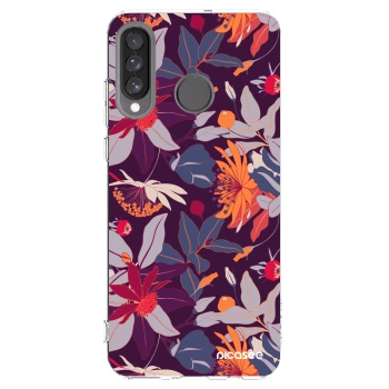 Picasee husă transparentă din silicon pentru Huawei P30 Lite - Purple Leaf