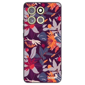 Picasee husă neagră din silicon pentru Motorola Moto G86 Power 5G - Purple Leaf