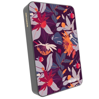Picasee Powerbank cu MagSafe 10 000 mAh Gri - Purple Leaf