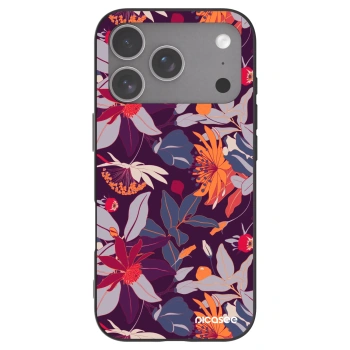 Picasee husă neagră din silicon pentru Apple iPhone 18 Pro - Purple Leaf