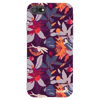 Picasee husă transparentă din silicon pentru Apple iPhone 8 - Purple Leaf