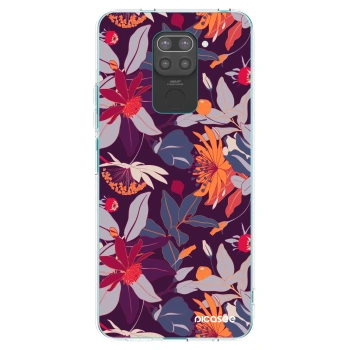 Picasee husă neagră din silicon pentru Xiaomi Redmi Note 9 - Purple Leaf