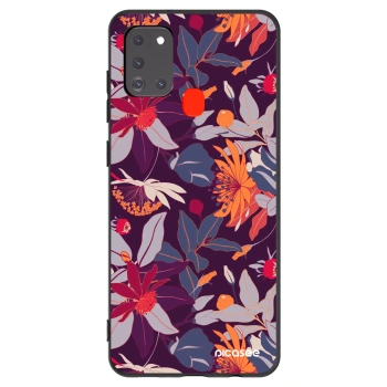 Picasee husă neagră din silicon pentru Samsung Galaxy A21s - Purple Leaf