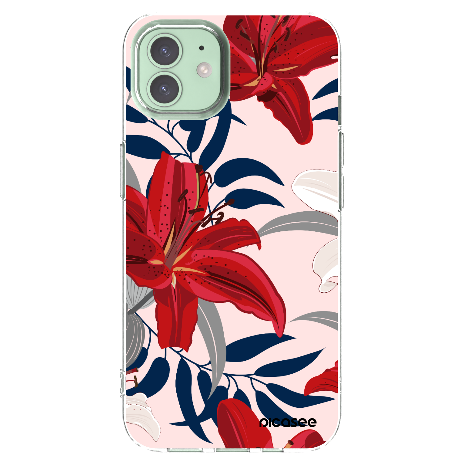 Picasee husă transparentă din silicon pentru Apple iPhone 12 Pro - Red Lily