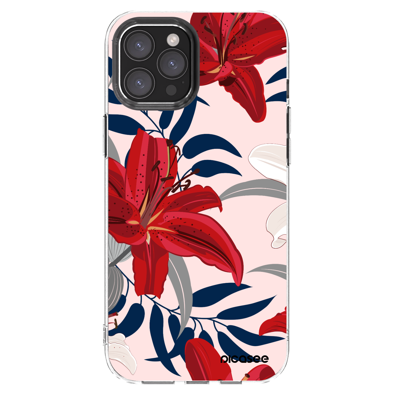Picasee husă transparentă din silicon pentru Apple iPhone 12 Pro Max - Red Lily