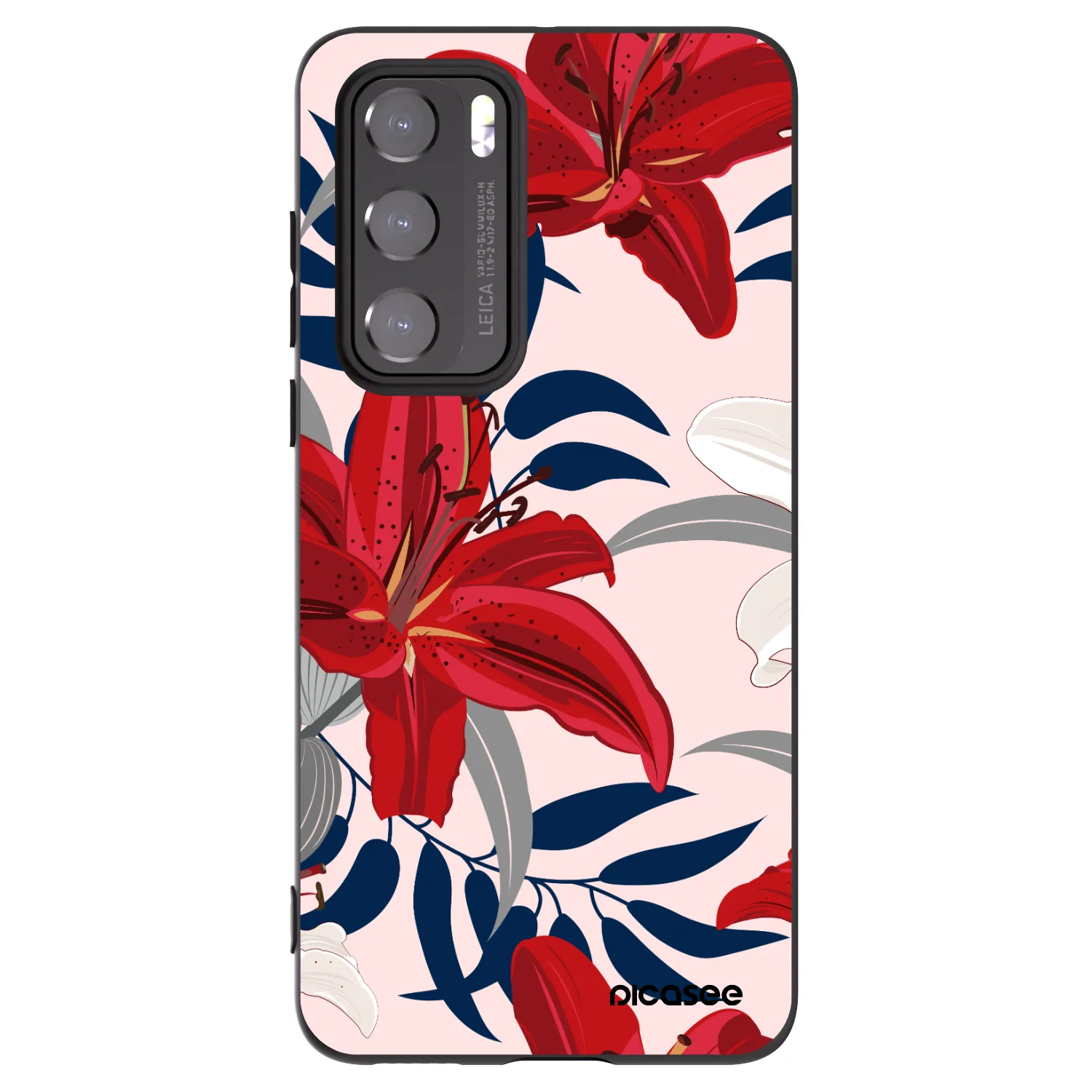 Picasee husă neagră din silicon pentru Huawei P40 - Red Lily