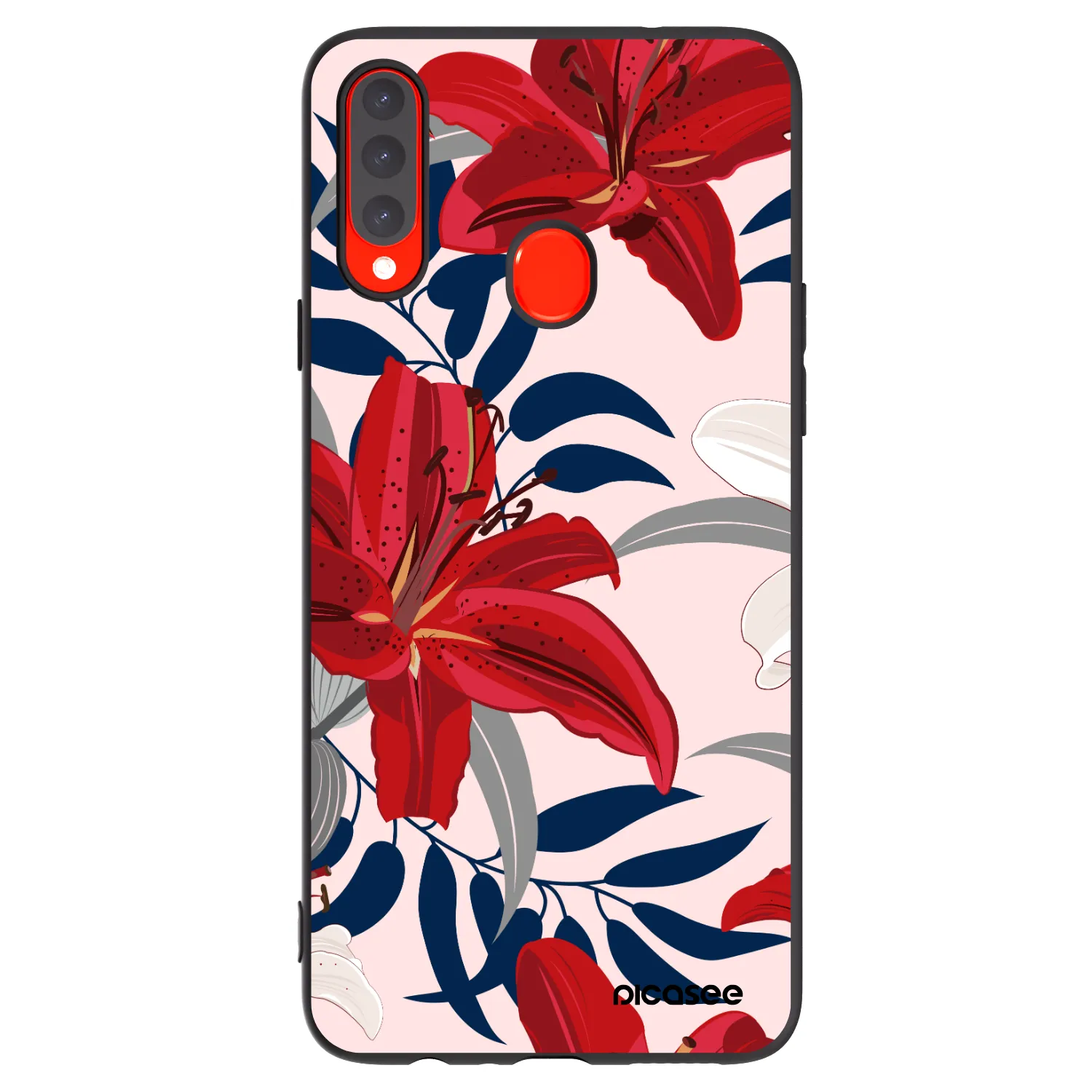 Picasee husă neagră din silicon pentru Samsung Galaxy A20s - Red Lily