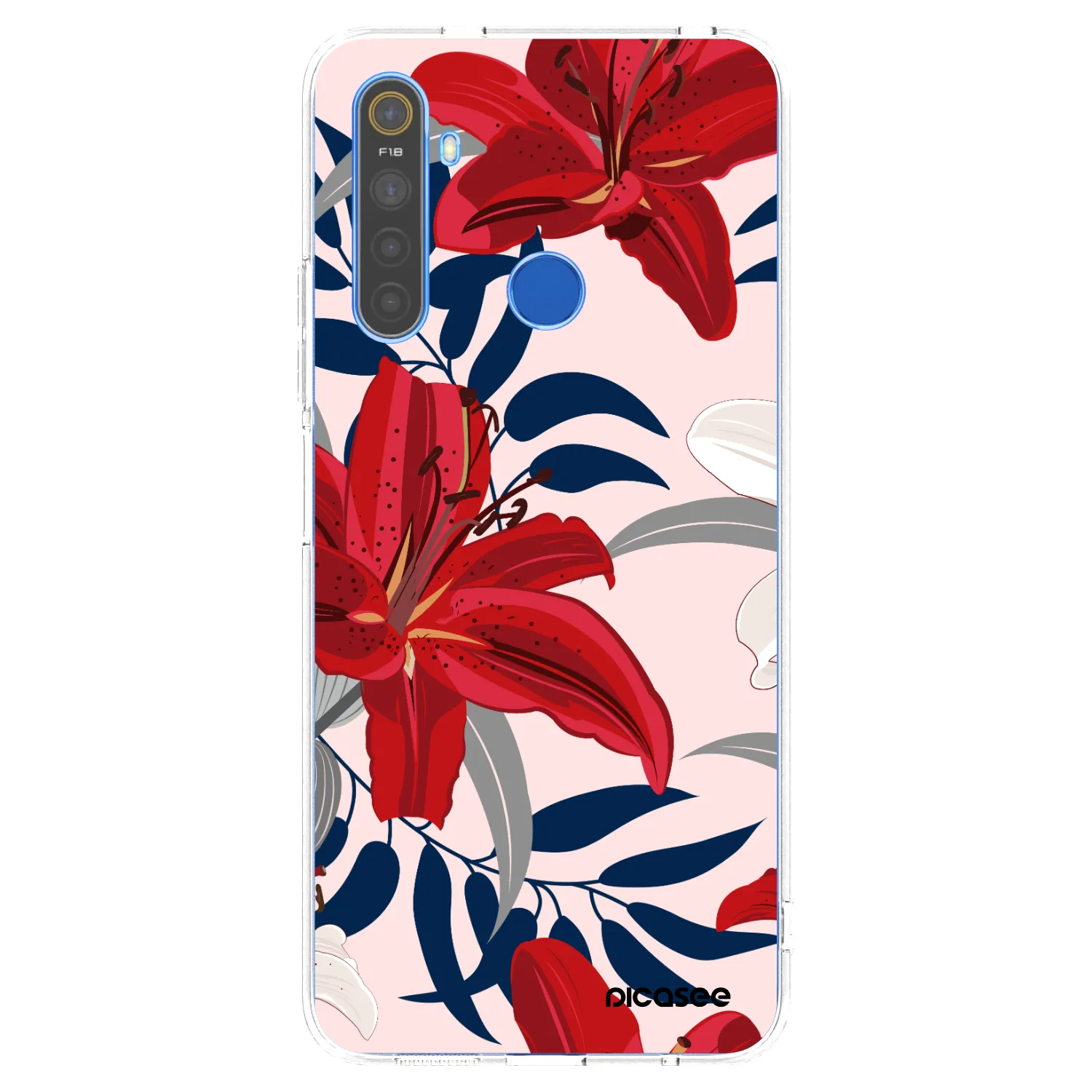 Picasee husă transparentă din silicon pentru Realme 5 - Red Lily