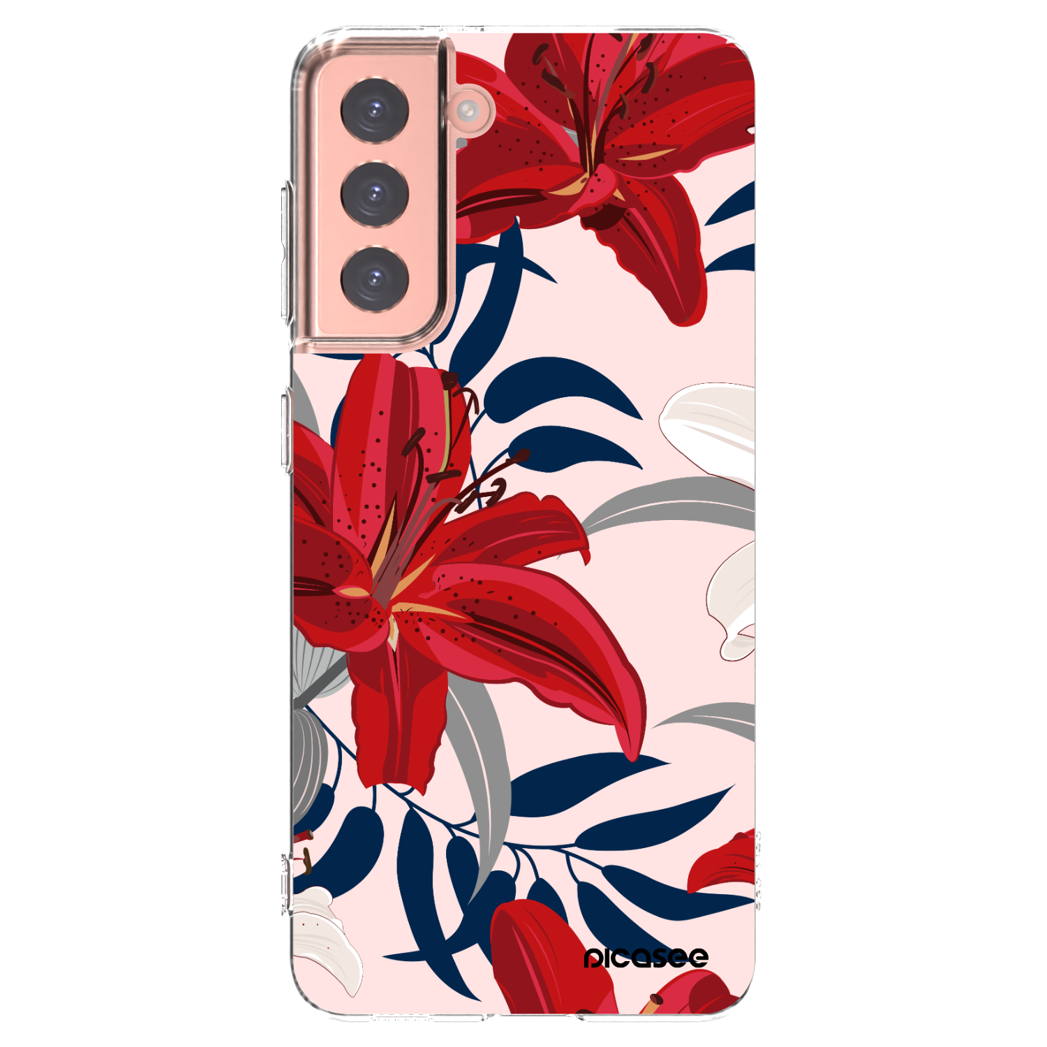 Picasee husă transparentă din silicon pentru Samsung Galaxy S21 5G G991B - Red Lily