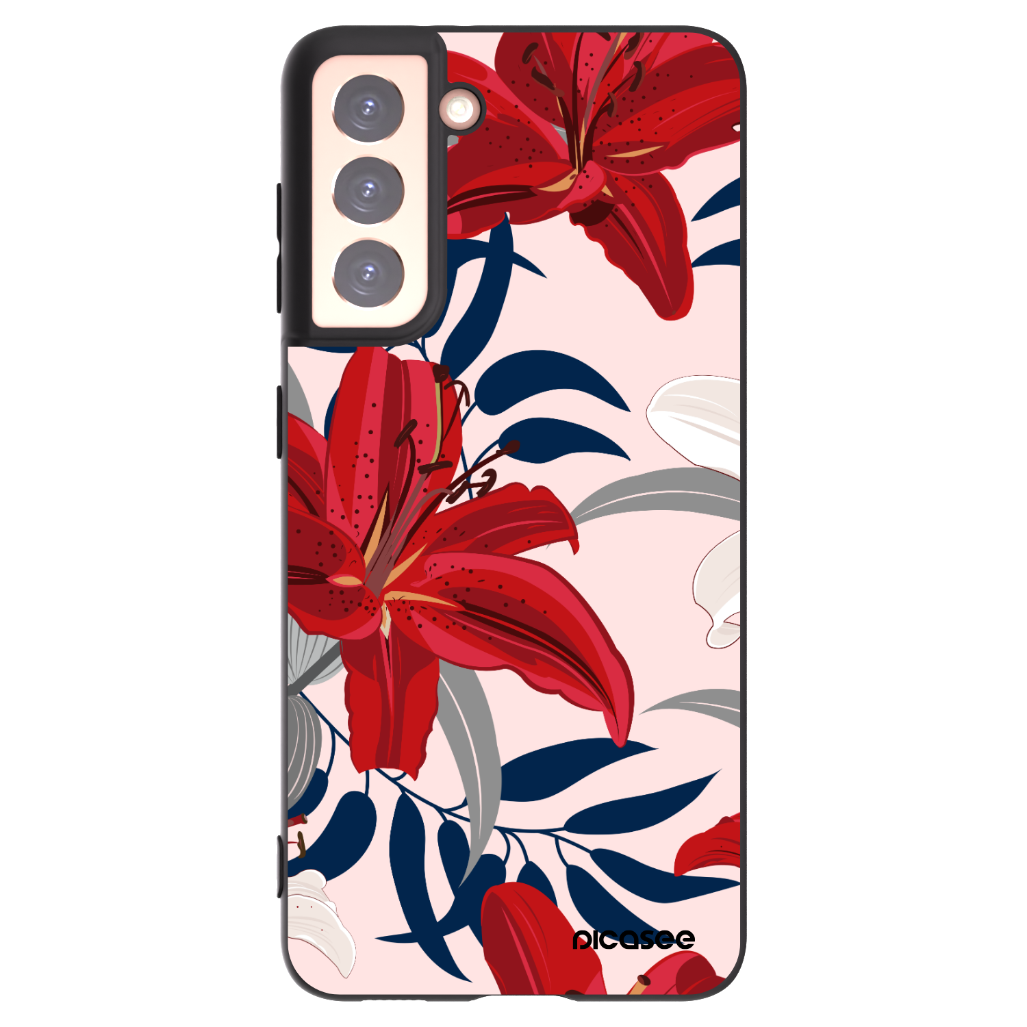 Picasee husă neagră din silicon pentru Samsung Galaxy S21 5G G991B - Red Lily