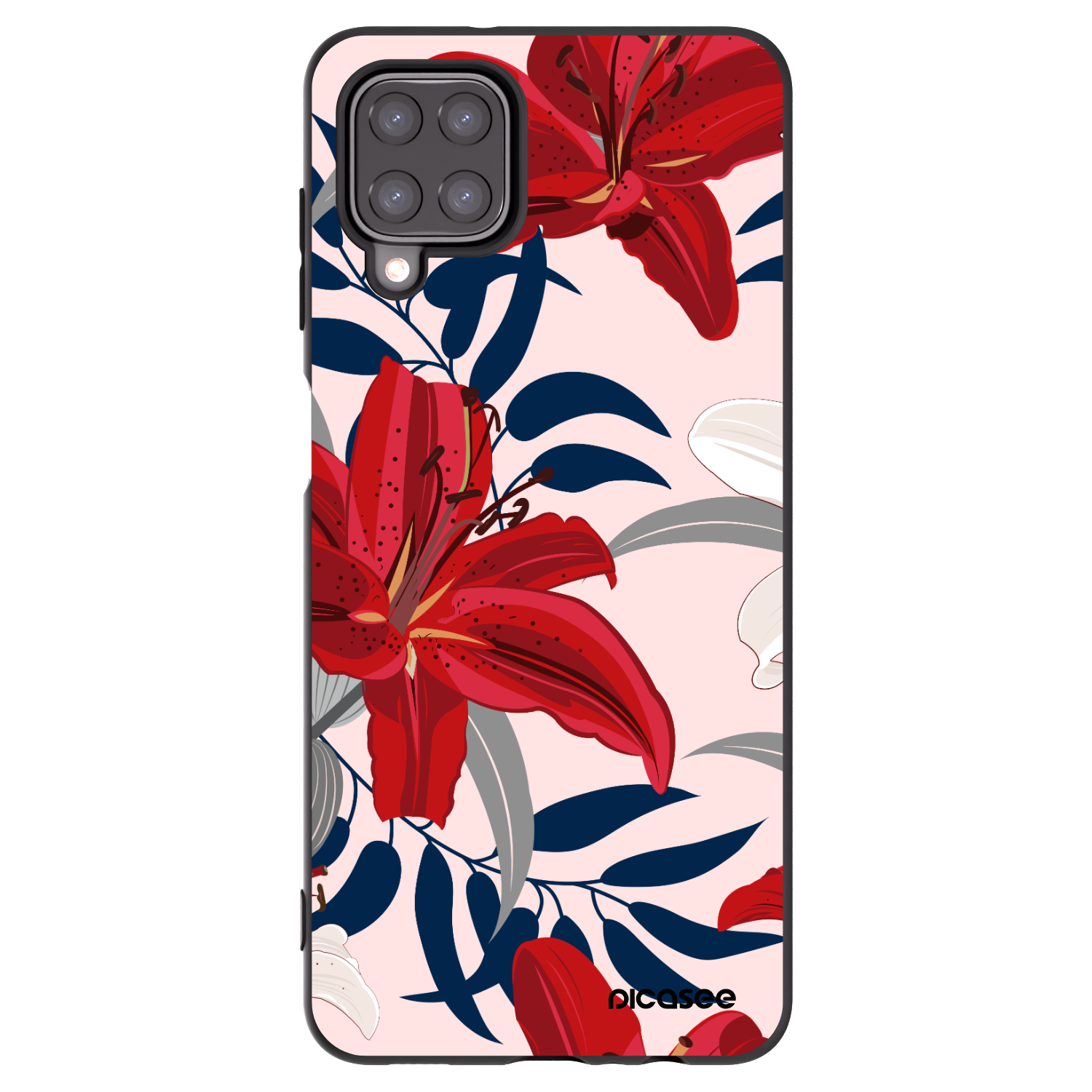 Picasee husă neagră din silicon pentru Samsung Galaxy A12 A125F - Red Lily